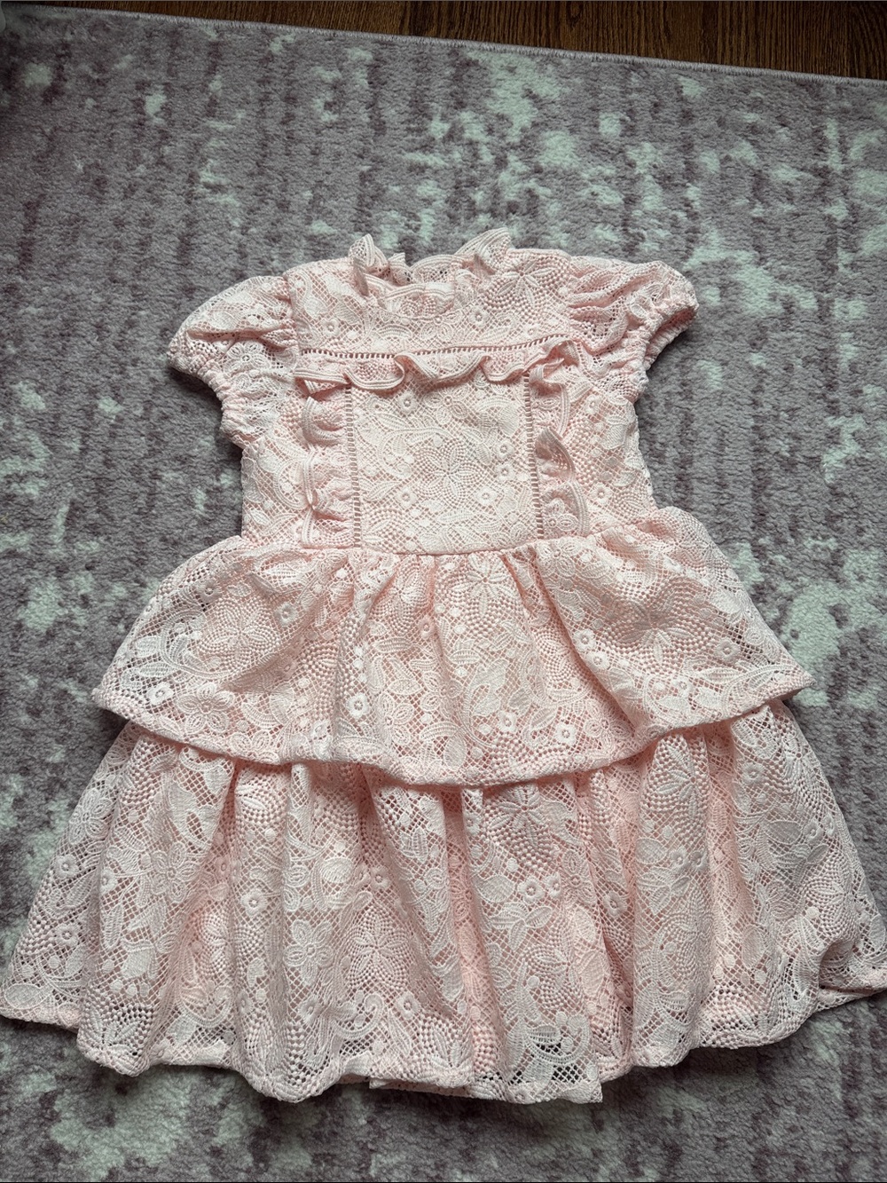 Janie and Jack Pale Pink Lace Tiered Dress